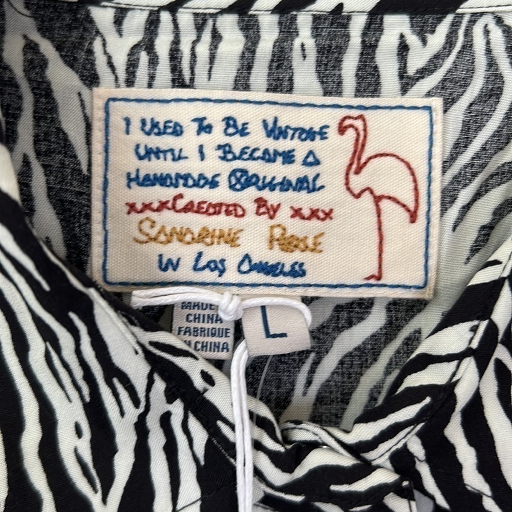 Free People x Sandrine Rose Zebra Animal Print Short Sleeve Top Size S - Picture 7 of 9